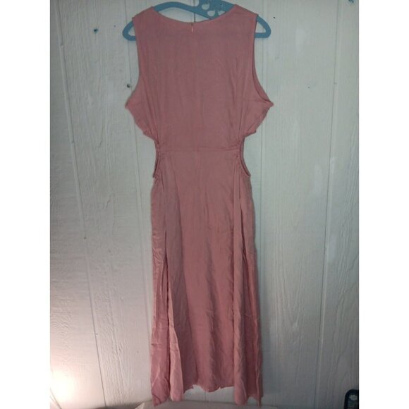 Anrabess Women’s XL Pink Sleeveless Midi Dress Side Cut Outs Spring Summer NWT - Picture 6 of 8